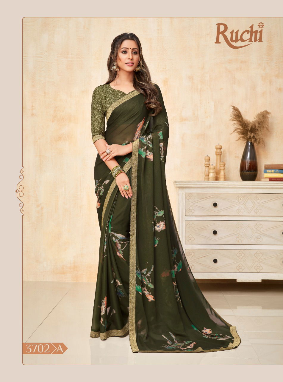 Ruchi Yashika Casual Daily Wear Georgette Printed Fancy Saree Collection